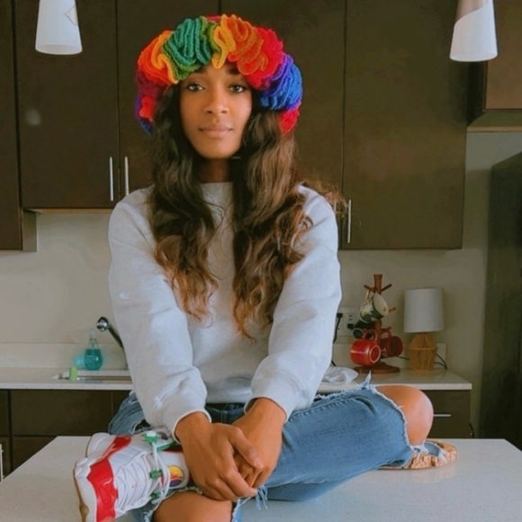 Colorful Rainbow Handmade Ruffle Hat - Picture 4 of 6